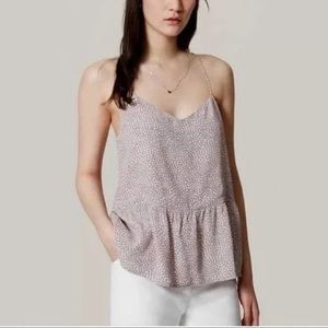 Ann Taylor LOFT Pink and Blue Dotted Print Sleeveless Racerback Camisole Top